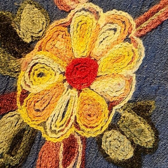 🔺️Anthropologie Fig & Flower Blue Embroider Floral Button Front Top Size 1X - Picture 7 of 11